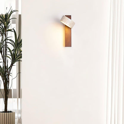 Travertine & Wood Wall Light – Modern LED Indoor Wall Lamp with Warm Glow