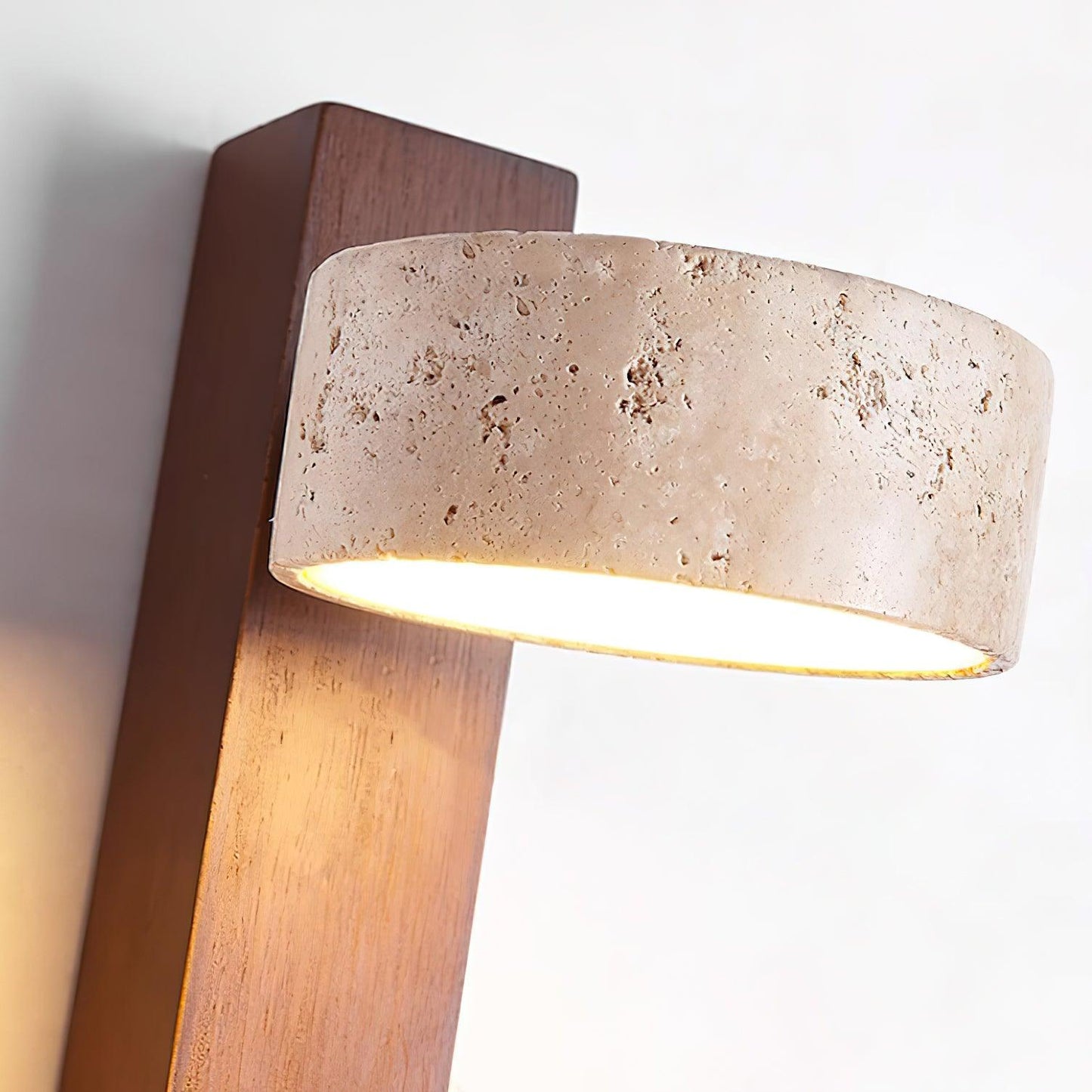 Travertine & Wood Wall Light – Modern LED Indoor Wall Lamp with Warm Glow