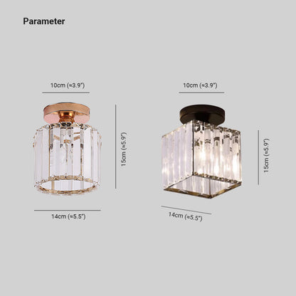 Herbert Modern Metal/Crystal Ceiling Light – Round/Square, 3 Colours