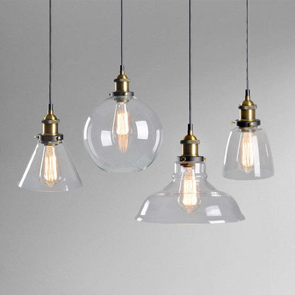 Industrial Glass Pendant Light – Adjustable Hanging Ceiling Lamp (E27)