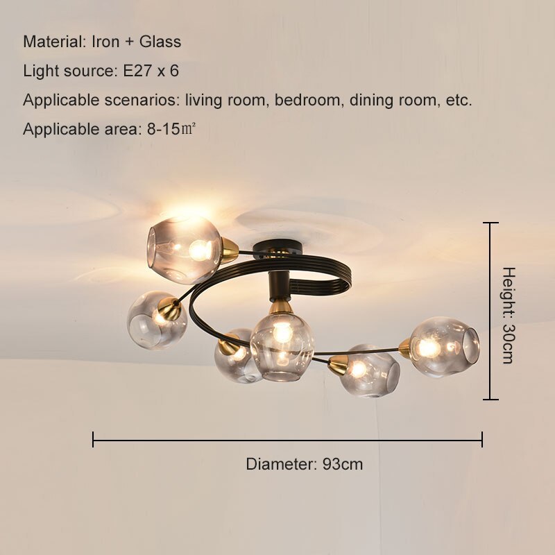 Nordic LED Ceiling Chandelier – Modern Glass Retro Pendant Lamp