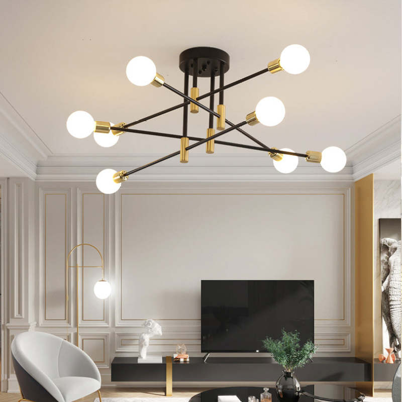 Valentina Retro Satellite Metal Ceiling Light – Black/Gold, 4/6/8 Heads