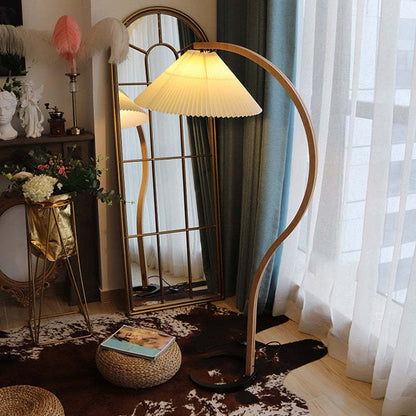 Modern Minimalist Fabric Shade LED Floor Lamp – Beige, 12W