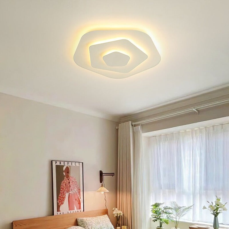 Quinn Geometric Flush Mount Ceiling Light – White, 19.7"
