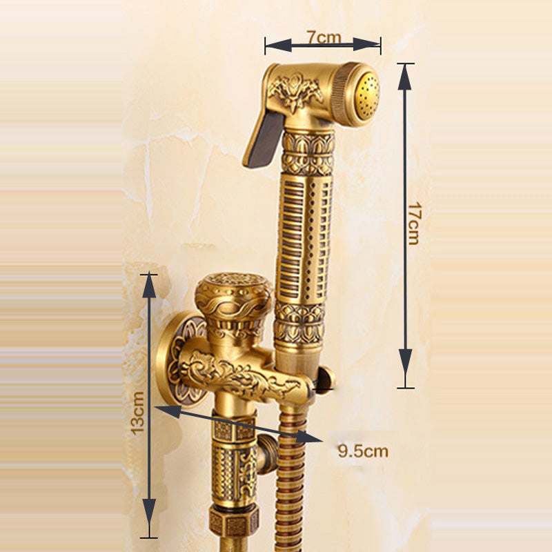 Antique Brass Bathroom Bidet Exquisite Carved With Hand Sprayer-Bidet Faucet-Index Bath