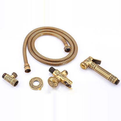 Antique Brass Bathroom Bidet Exquisite Carved With Hand Sprayer-Bidet Faucet-Index Bath