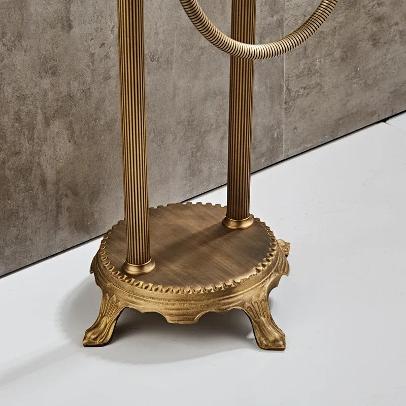 Antique Brass Floor Mounted Standing Bathtub Faucet Shower Mixer Set-Shower Faucet-Index Bath-Antique- A-Index Bath