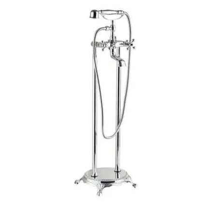 Antique Brass Floor Mounted Standing Bathtub Faucet Shower Mixer Set-Shower Faucet-Index Bath-Chrome-Index Bath