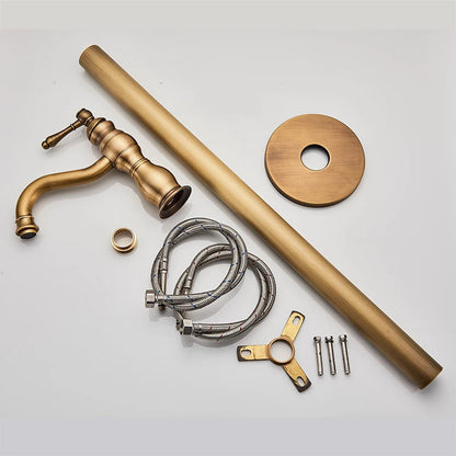 Antique Brass Floor Standing Bathtub Shower Faucet Single Handle Tap-Shower Faucet-Index Bath-Antique Brass-Index Bath