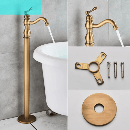 Antique Brass Floor Standing Bathtub Shower Faucet Single Handle Tap-Shower Faucet-Index Bath-Antique Brass-Index Bath