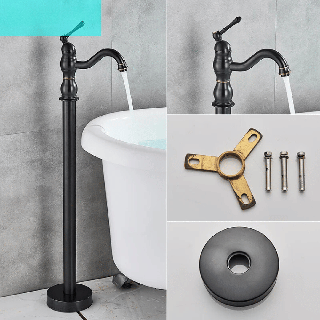 Antique Brass Floor Standing Bathtub Shower Faucet Single Handle Tap-Shower Faucet-Index Bath-Oil Rubbed Bronze-Index Bath