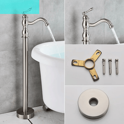 Antique Brass Floor Standing Bathtub Shower Faucet Single Handle Tap-Shower Faucet-Index Bath-Brushed Nickel-Index Bath