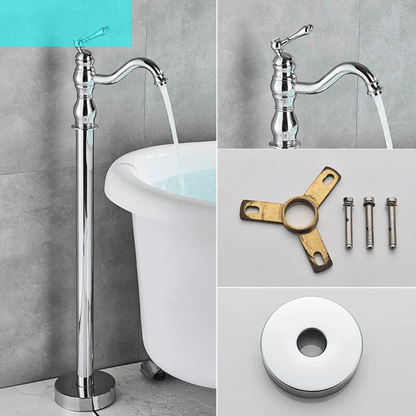 Antique Brass Floor Standing Bathtub Shower Faucet Single Handle Tap-Shower Faucet-Index Bath-Chrome-Index Bath