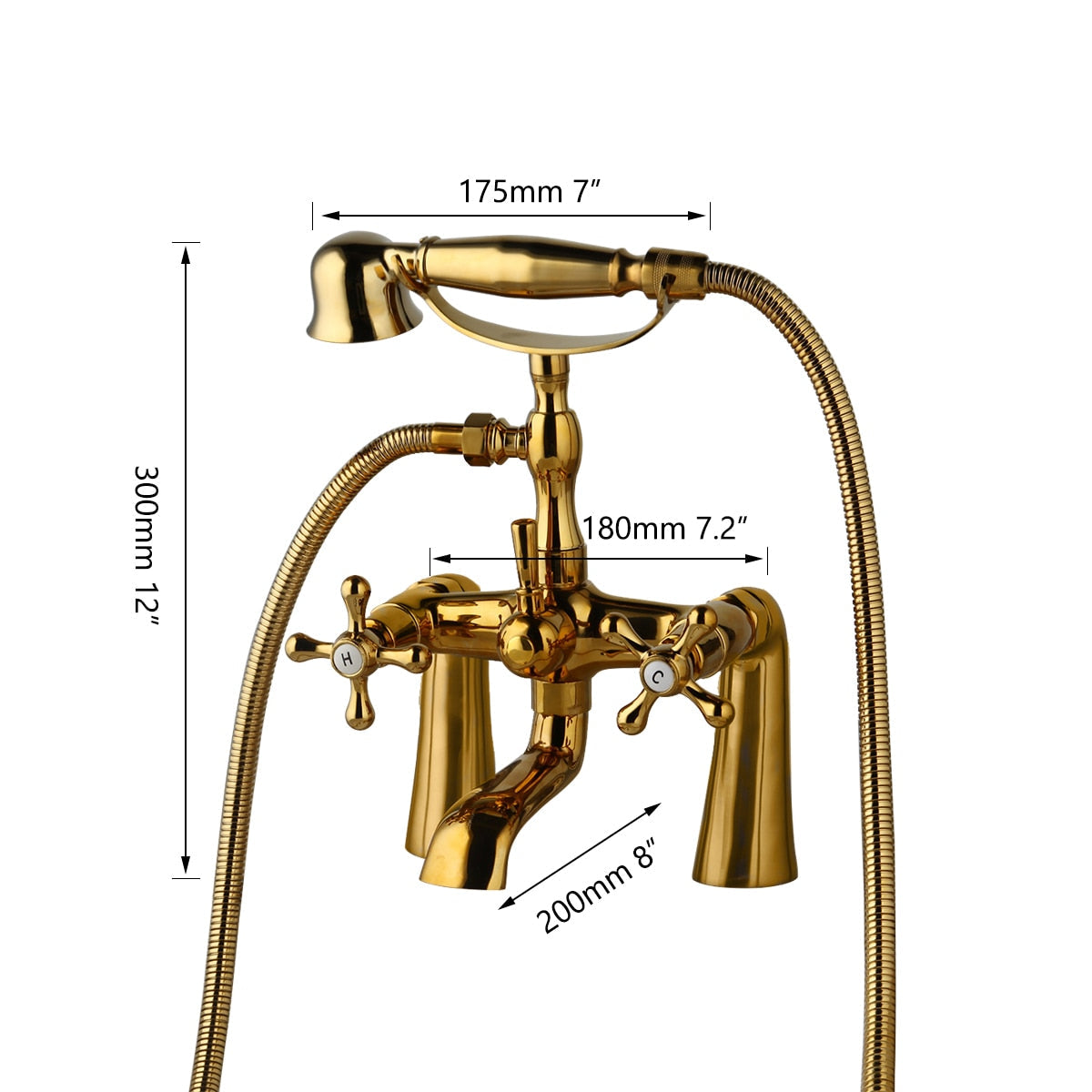 Shower Faucet - Antique Brass Golden Bathtub Shower Faucets Set Dual Knobs Mixer Tap