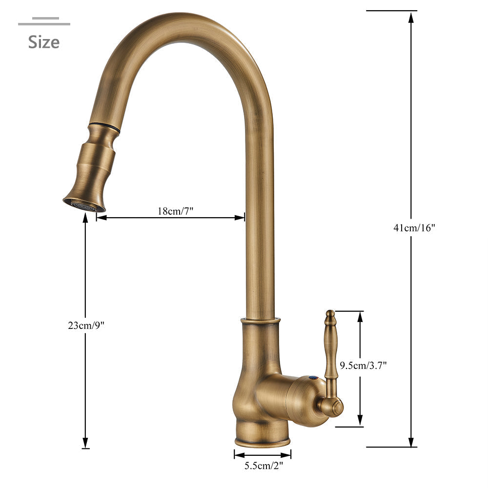 Kitchen Faucet - Antique Brass Kitchen Faucet Pull Out Spout Kitchen Faucet Mixer Tap
