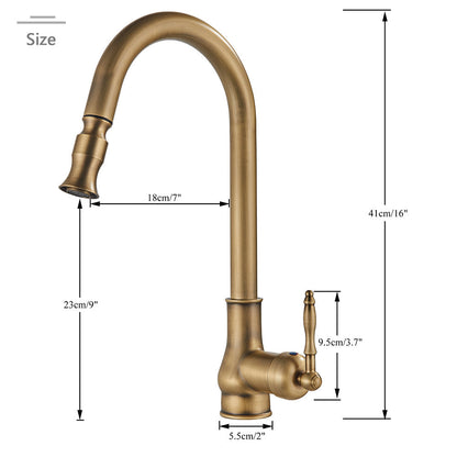 Kitchen Faucet - Antique Brass Kitchen Faucet Pull Out Spout Kitchen Faucet Mixer Tap