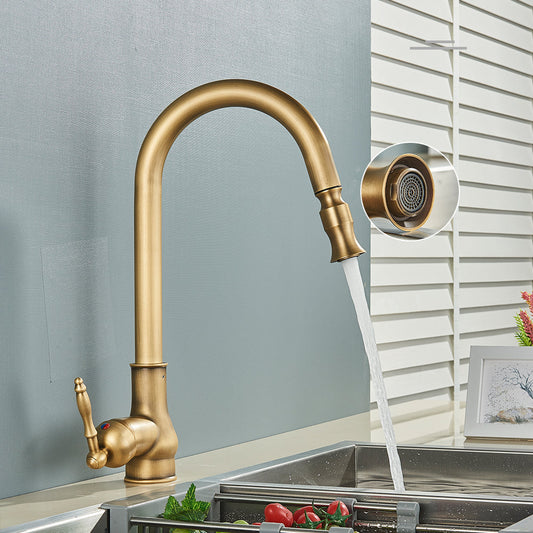 Kitchen Faucet - Antique Brass Kitchen Faucet Pull Out Spout Kitchen Faucet Mixer Tap