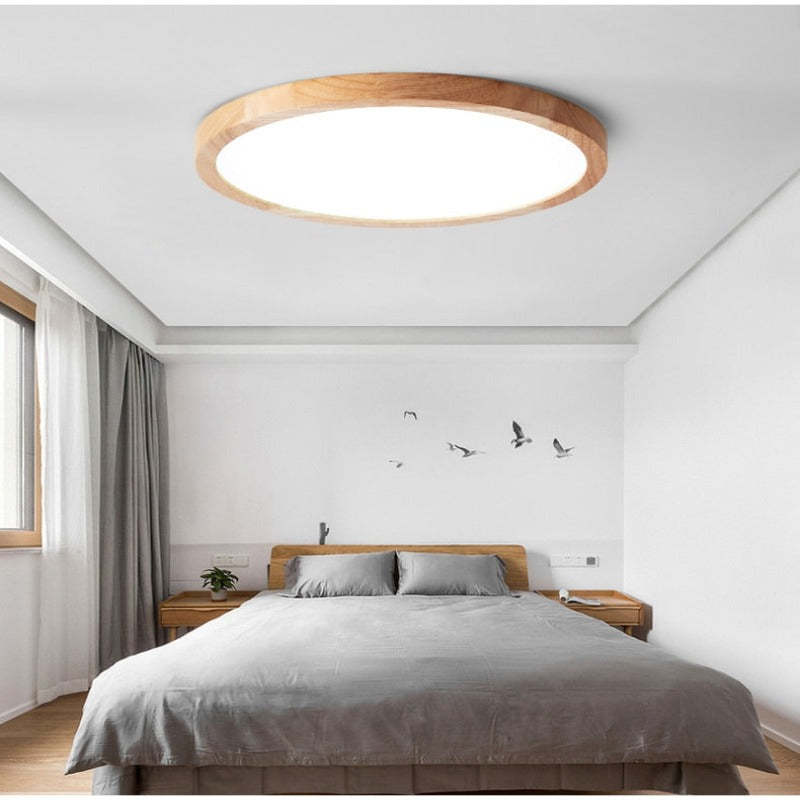 Ozawa Modern Wood Round Flush Mount Ceiling Light – 4 Sizes
