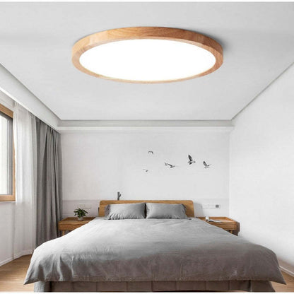 Ozawa Modern Wood Round Flush Mount Ceiling Light – 4 Sizes