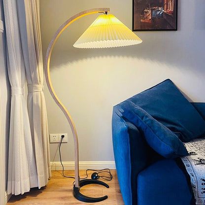 Modern Minimalist Fabric Shade LED Floor Lamp – Beige, 12W