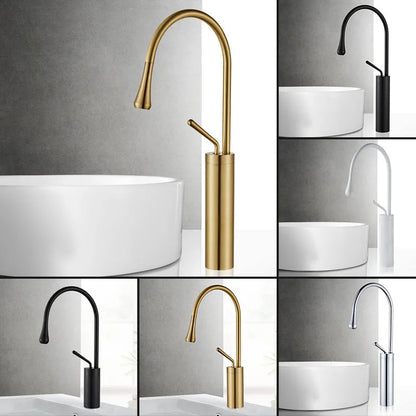Basin Faucet Single Lever 360 Rotation Spout Modern Brass Mixer Tap-Basin Faucet-Index Bath-Black-Short-Index Bath