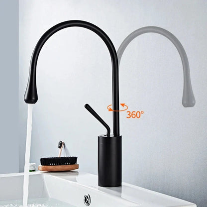 Basin Faucet Single Lever 360 Rotation Spout Modern Brass Mixer Tap-Basin Faucet-Index Bath-Black-Short-Index Bath