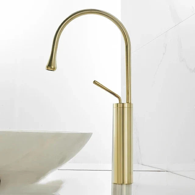 Basin Faucet Single Lever 360 Rotation Spout Modern Brass Mixer Tap-Basin Faucet-Index Bath-Brushed Gold-Tall-Index Bath