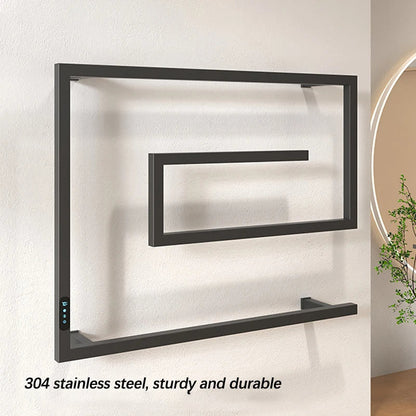 Bathroom Accessory Smart Touch Electric Heated Towel Rail Towel Warmer-Towel Bars & Hooks-Index Bath-Black-Button-Hidden-US-110V-Index Bath