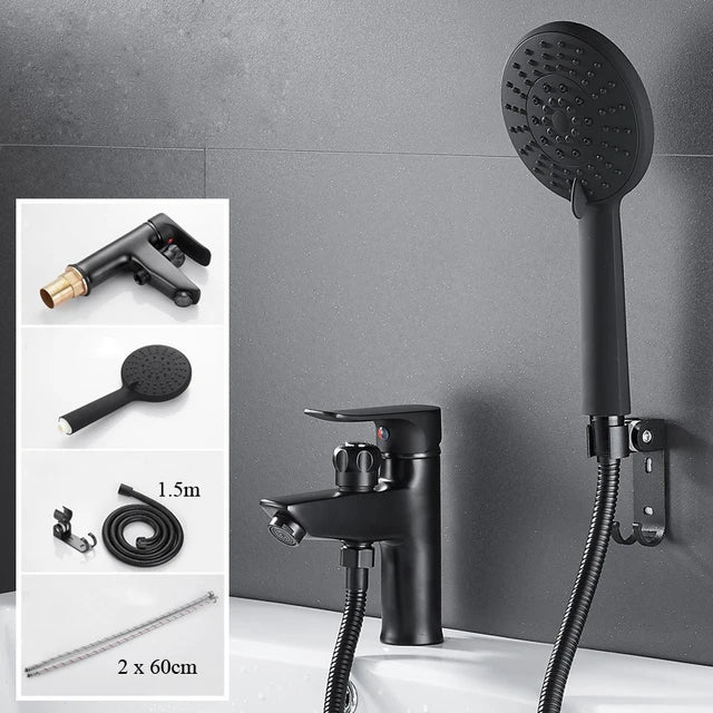Bathroom Basin Faucet Single Handle Tap Sink Faucet with Shower Head-Shower Faucet-Index Bath-D-Index Bath