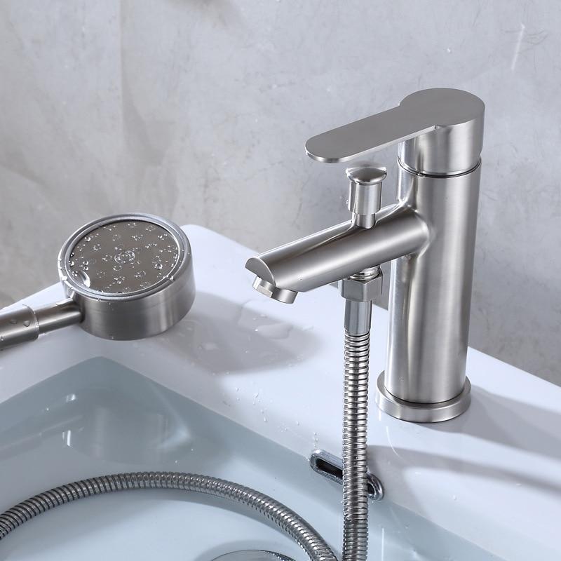 Basin Faucet - Bathroom Deck Mounted Sink Mixer Tap With Shower Head