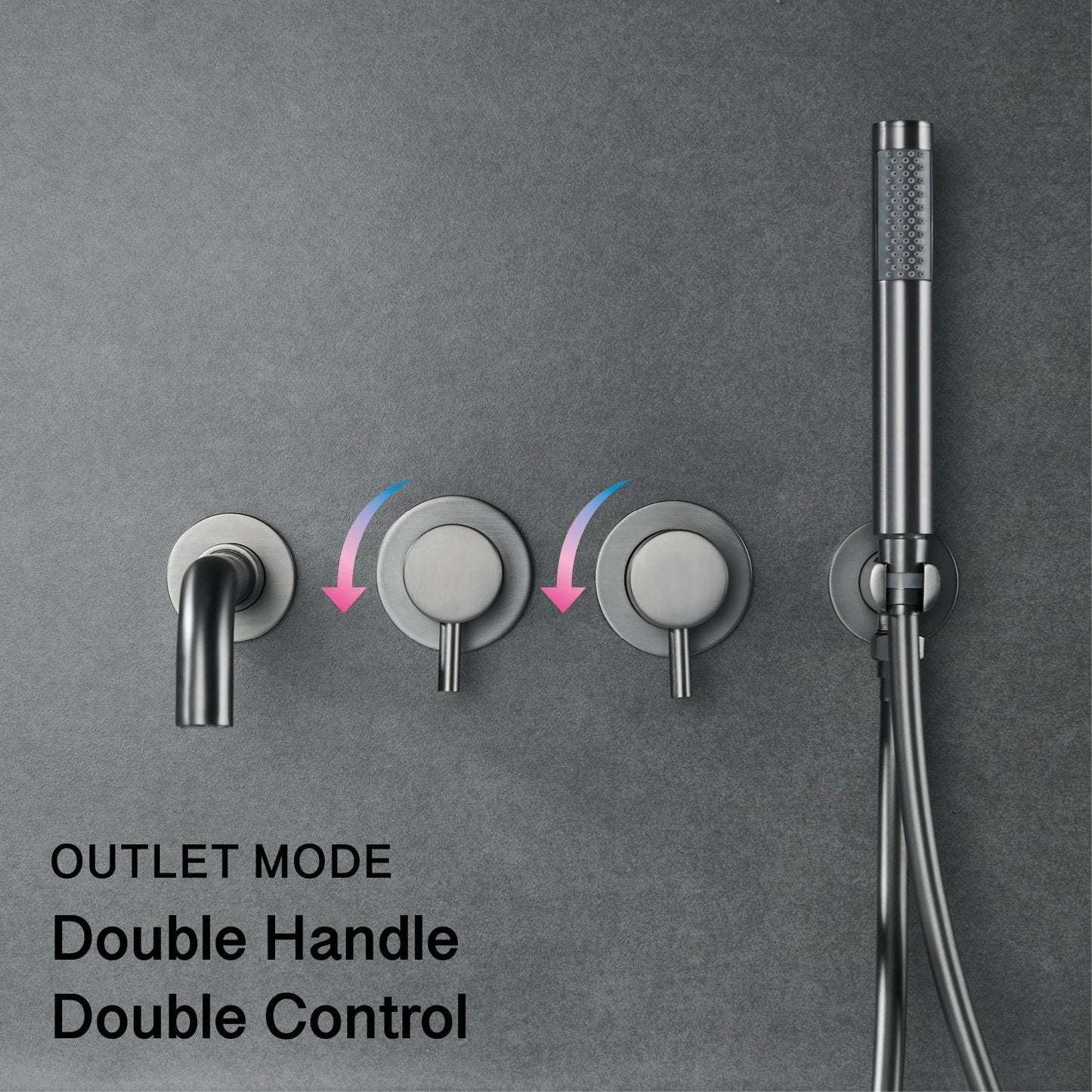 Bathroom Faucet Wall Mount Design Dual Handle Split Type Bathtub Tap-Shower Faucet-Index Bath-Brushed Gold A-Index Bath