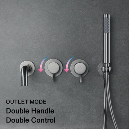Bathroom Faucet Wall Mount Design Dual Handle Split Type Bathtub Tap-Shower Faucet-Index Bath-Brushed Gold A-Index Bath