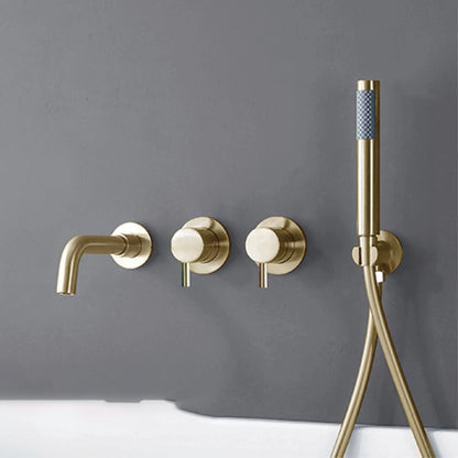 Bathroom Faucet Wall Mount Design Dual Handle Split Type Bathtub Tap-Shower Faucet-Index Bath-Brushed Gold A-Index Bath