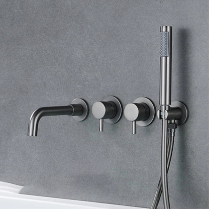 Bathroom Faucet Wall Mount Design Dual Handle Split Type Bathtub Tap-Shower Faucet-Index Bath-Brushed Grey A-Index Bath