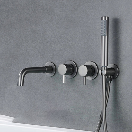 Bathroom Faucet Wall Mount Design Dual Handle Split Type Bathtub Tap-Shower Faucet-Index Bath-Brushed Grey A-Index Bath