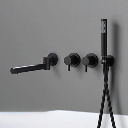 Bathroom Faucet Wall Mount Design Dual Handle Split Type Bathtub Tap-Shower Faucet-Index Bath-Matte Black-Index Bath