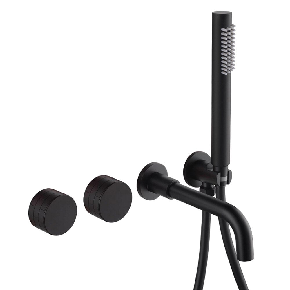 Bathroom Shower Faucet Set Mixer Valve Brushed Hand Bath Tub Spout-Shower Faucet-Index Bath