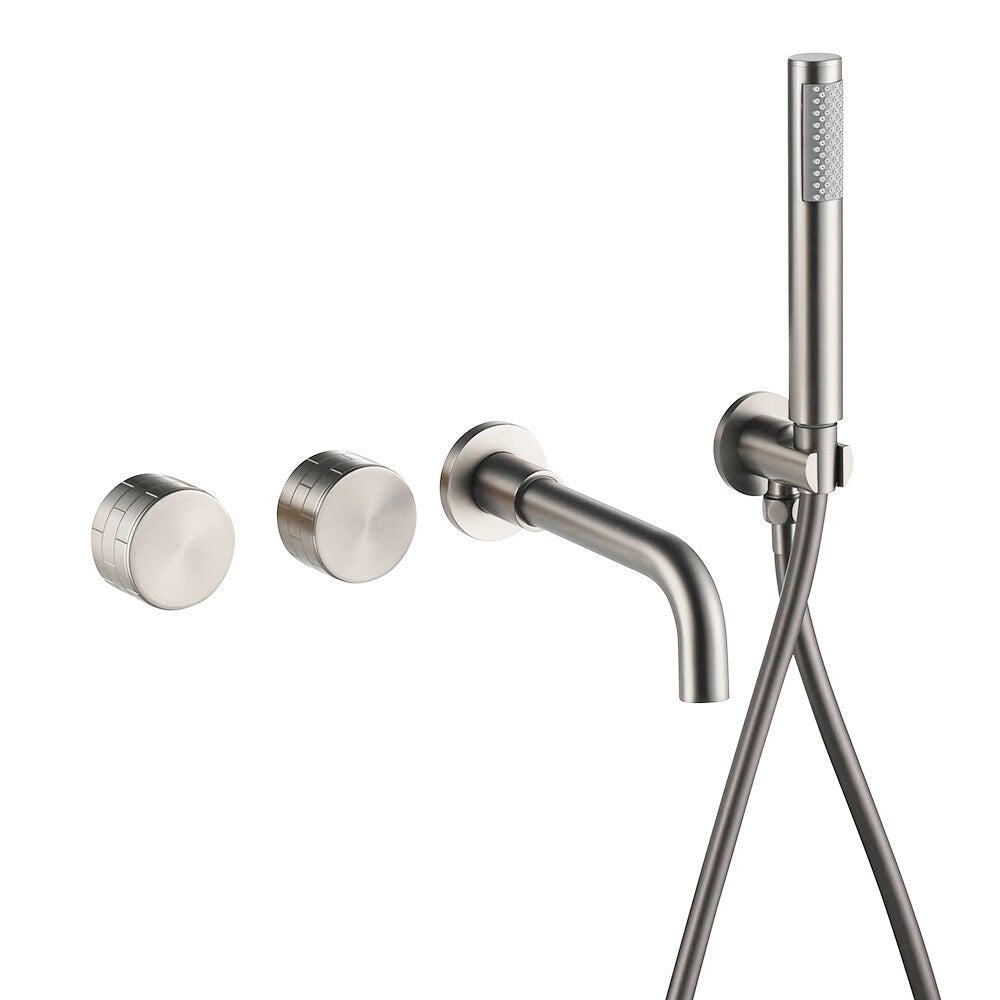 Bathroom Shower Faucet Set Mixer Valve Brushed Hand Bath Tub Spout-Shower Faucet-Index Bath