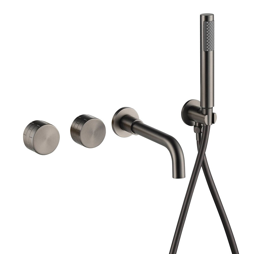 Bathroom Shower Faucet Set Mixer Valve Brushed Hand Bath Tub Spout-Shower Faucet-Index Bath