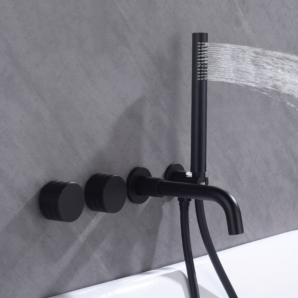 Bathroom Shower Faucet Set Mixer Valve Brushed Hand Bath Tub Spout-Shower Faucet-Index Bath