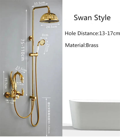 Bathroom Shower Faucet Set Swan Bathroom Rainfall Shower Mixer Tap-Shower Faucet-Index Bath-style 1 Gold-Index Bath