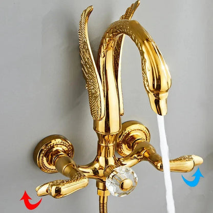 Bathroom Shower Faucet Set Swan Bathroom Rainfall Shower Mixer Tap-Shower Faucet-Index Bath-style 1 Gold-Index Bath