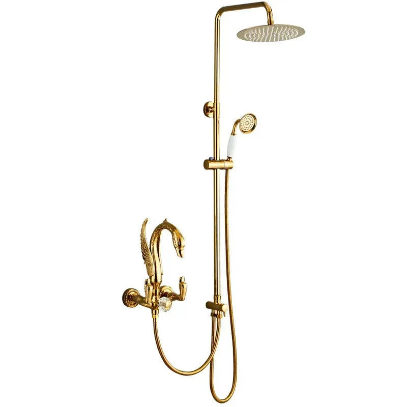 Bathroom Shower Faucet Set Swan Bathroom Rainfall Shower Mixer Tap-Shower Faucet-Index Bath-style 1 Gold-Index Bath
