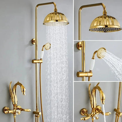 Bathroom Shower Faucet Set Swan Bathroom Rainfall Shower Mixer Tap-Shower Faucet-Index Bath-style 1 Gold-Index Bath