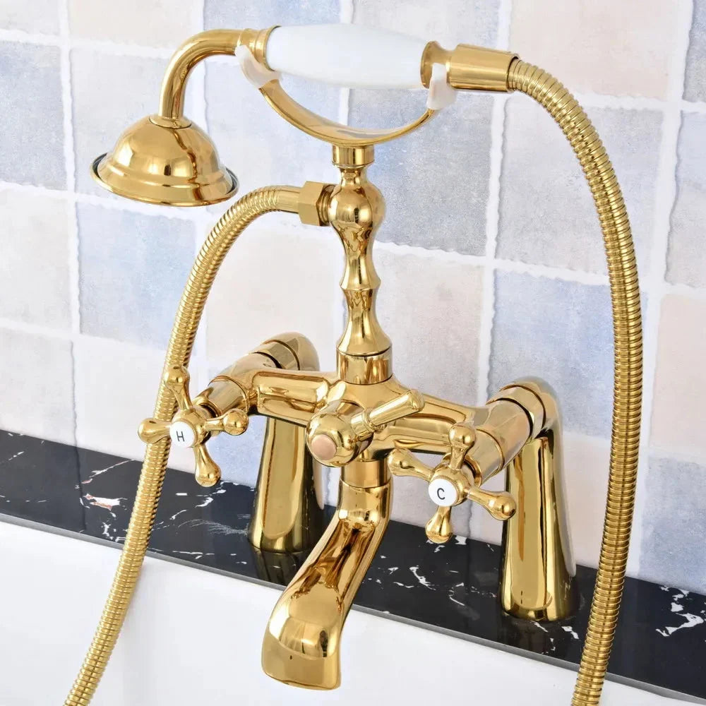 Bathtub Faucets Brass Deck Mount Swivel Tub Spout with Hand Shower-Shower Faucet-Index Bath-Index Bath