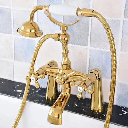 Bathtub Faucets Brass Deck Mount Swivel Tub Spout with Hand Shower-Shower Faucet-Index Bath-Index Bath