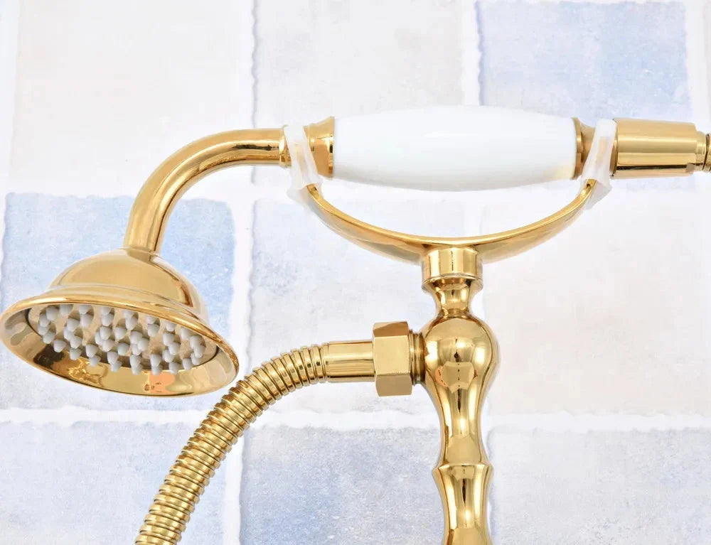 Bathtub Faucets Brass Deck Mount Swivel Tub Spout with Hand Shower-Shower Faucet-Index Bath-Index Bath