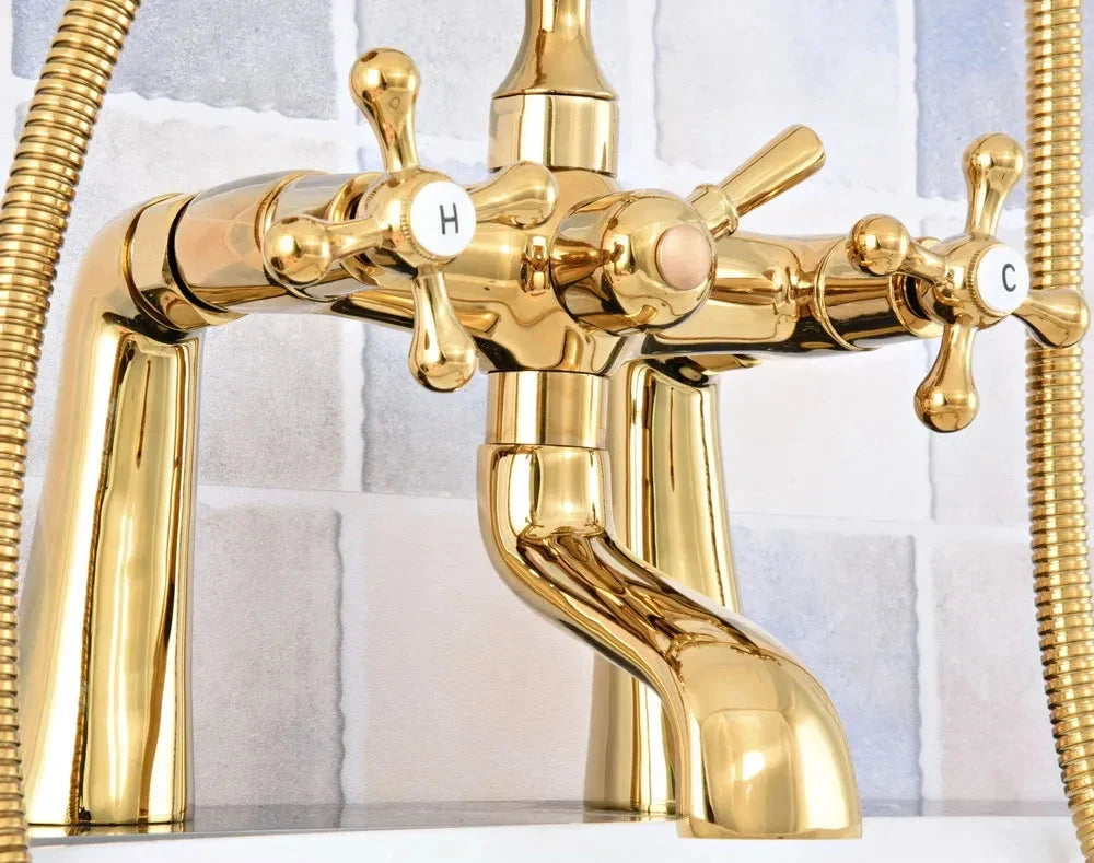 Bathtub Faucets Brass Deck Mount Swivel Tub Spout with Hand Shower-Shower Faucet-Index Bath-Index Bath