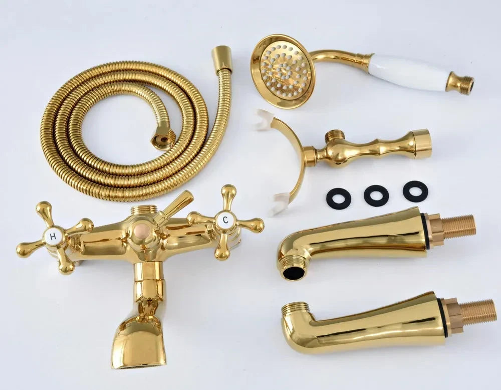 Bathtub Faucets Brass Deck Mount Swivel Tub Spout with Hand Shower-Shower Faucet-Index Bath-Index Bath
