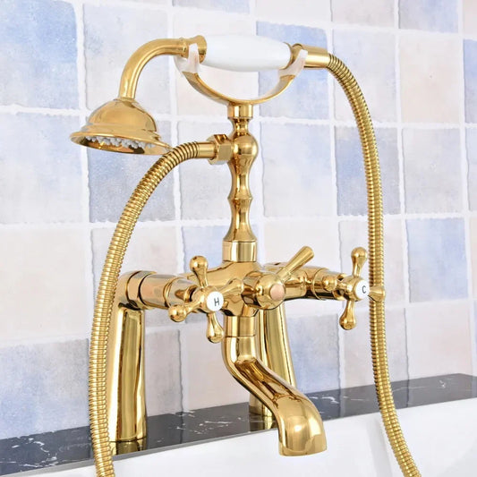 Bathtub Faucets Brass Deck Mount Swivel Tub Spout with Hand Shower-Shower Faucet-Index Bath-Index Bath